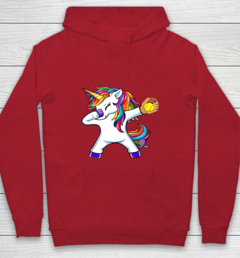 Dabbing Unicorn Softball T Shirt Funny Dab Gift Youth Hoodie 9