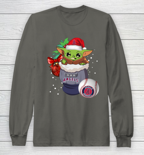 Los Angeles Angels Christmas Baby Yoda Star Wars Funny Happy MLB Long Sleeve T-Shirt 8