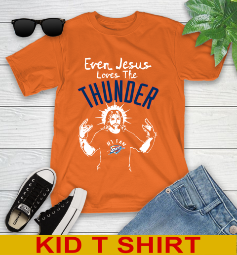 Oklahoma City Thunder NBA Basketball Even Jesus Loves The Thunder Shirt Youth T-Shirt 8