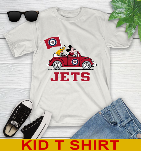 NHL Hockey Winnipeg Jets Pluto Mickey Driving Disney Shirt Youth T-Shirt 12