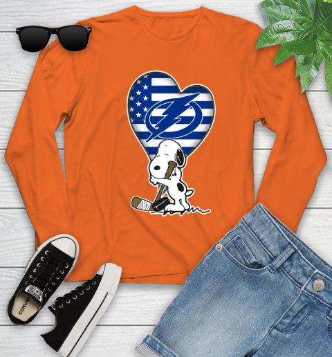 Tampa Bay Lightning NHL Hockey The Peanuts Movie Adorable Snoopy Youth Long Sleeve 4