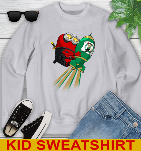 NBA Basketball Boston Celtics Deadpool Minion Marvel Shirt Youth Sweatshirt 3