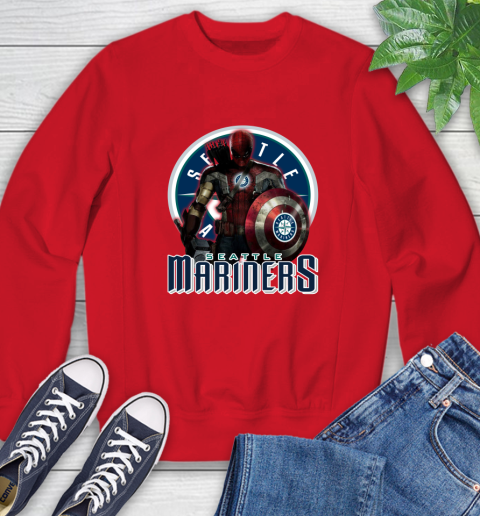 MLB Captain America Thor Spider Man Hawkeye Avengers Endgame Baseball Seattle Mariners Sweatshirt 10