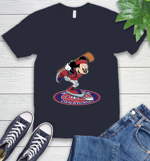 NHL Hockey Montreal Canadiens Cheerful Mickey Disney Shirt V-Neck T-Shirt 3