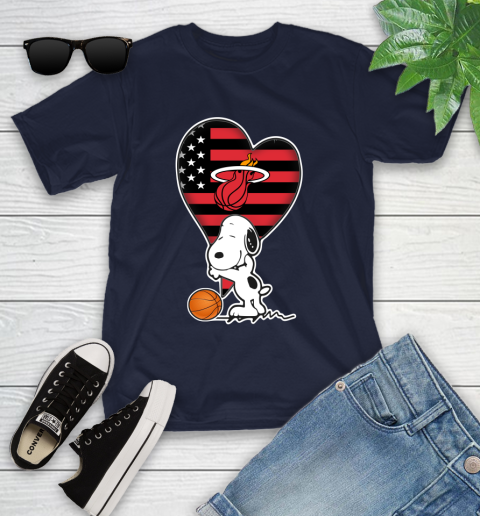 Miami Heat NBA Basketball The Peanuts Movie Adorable Snoopy Youth T-Shirt 3