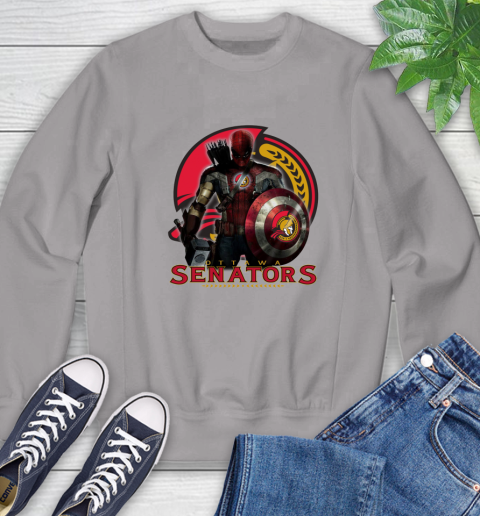 NHL Captain America Thor Spider Man Hawkeye Avengers Endgame Hockey Ottawa Senators Sweatshirt 5
