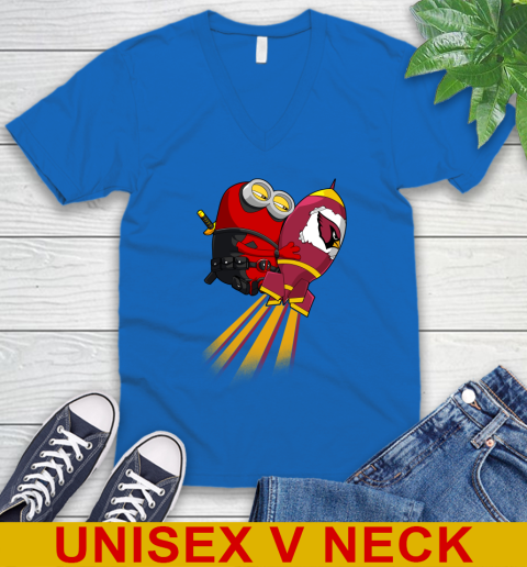 NFL Football Arizona Cardinals Deadpool Minion Marvel Shirt V-Neck T-Shirt 5