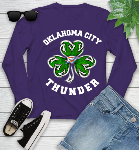 NBA Oklahoma City Thunder Three Leaf Clover St Patrick's Day Basketball Sports Youth Long Sleeve 4