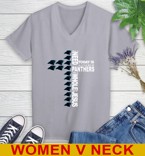NFL All I Need Today Is A Little Bit Of Carolina Panthers Shirt Women's V-Neck T-Shirt 4