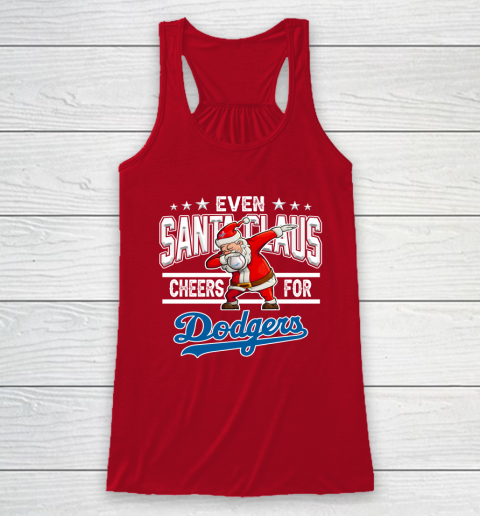 Los Angeles Dodgers Even Santa Claus Cheers For Christmas MLB Racerback Tank 4