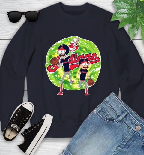MLB Cleveland Indians Rick And Morty Baseball Sports Youth Sweatshirt 3