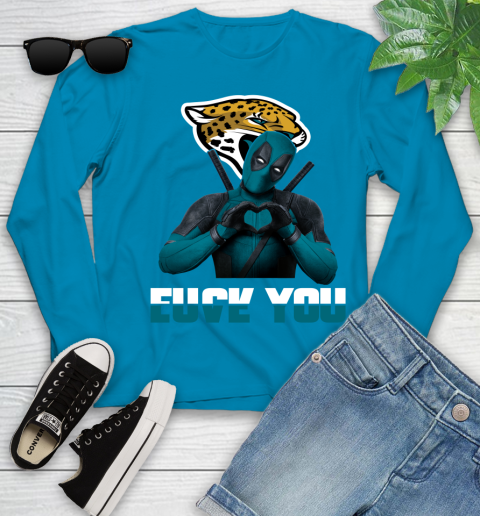 NHL Jacksonville Jaguars Deadpool Love You Fuck You Football Sports Youth Long Sleeve 8