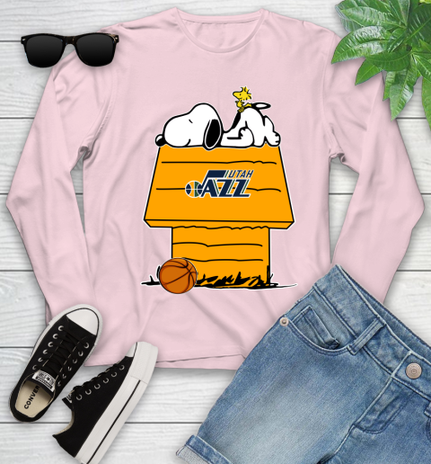 Utah Jazz NBA Basketball Snoopy Woodstock The Peanuts Movie Youth Long Sleeve 10