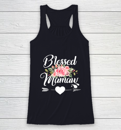 Blessed Mamaw Thanksgiving Christmas Floral Gift For Grandma Racerback Tank 7