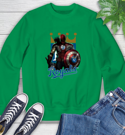 MLB Captain America Thor Spider Man Hawkeye Avengers Endgame Baseball Kansas City Royals Sweatshirt 6