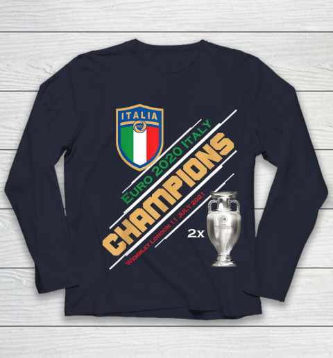 Italy Champions 2020 Euro Forza Azzurri Italia Football Youth Long Sleeve 2