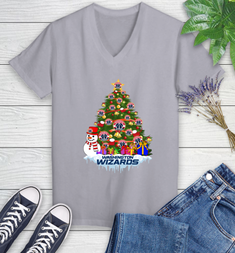 Washington Wizards Merry Christmas NBA Basketball Sports Women's V-Neck T-Shirt 4