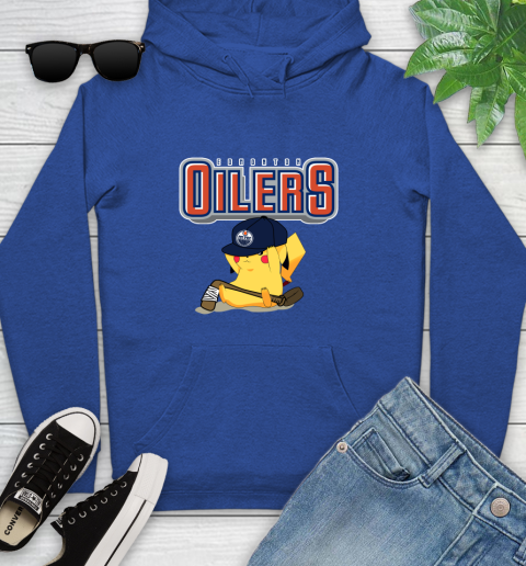 NHL Pikachu Hockey Sports Edmonton Oilers Youth Hoodie 9