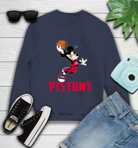 NBA Basketball Detroit Pistons Cheerful Mickey Mouse Shirt Sweatshirt 3