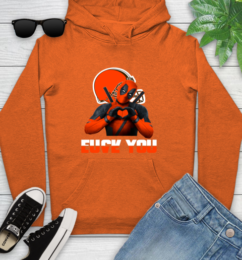 NHL Cleveland Browns Deadpool Love You Fuck You Football Sports Youth Hoodie 4