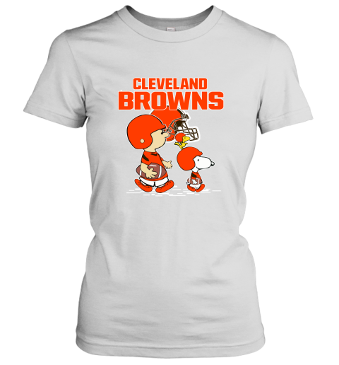Cleveland Browns Let's Play Football Together Snoopy NFL Women's T-Shirt