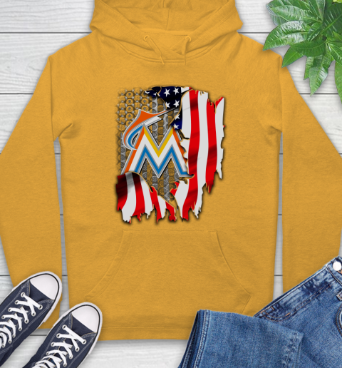 Miami Marlins MLB Baseball American Flag Hoodie 2
