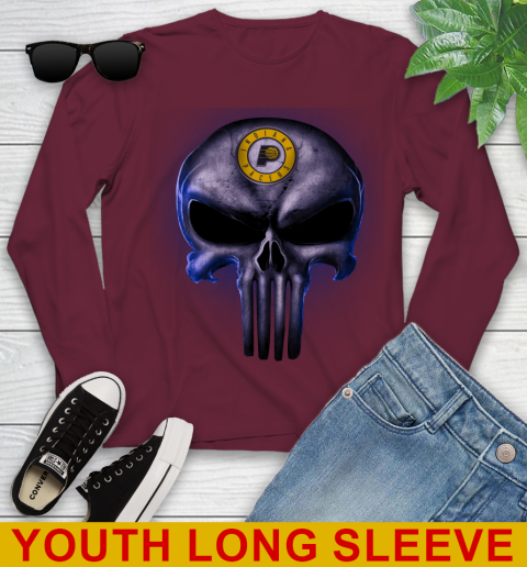 Indiana Pacers NBA Basketball Punisher Skull Sports Youth Long Sleeve 6