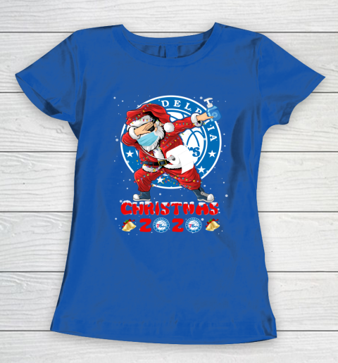 Philadelphia 76ers Funny Santa Claus Dabbing Christmas 2020 NBA Women's T-Shirt 8