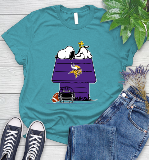 Minnesota Vikings NFL Football Snoopy Woodstock The Peanuts Movie Women's T-Shirt 12