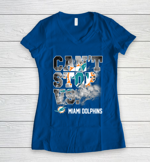 NFL Miami Dolphins Can't Stop Vs Women's V-Neck T-Shirt 7