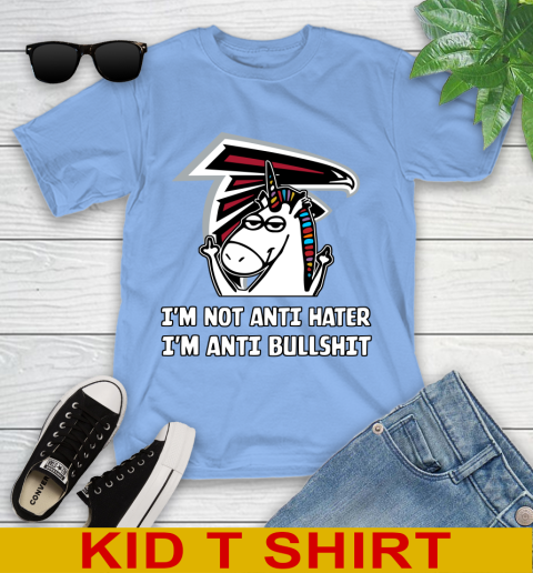 Atlanta Falcons NFL Football Unicorn I'm Not Anti Hater I'm Anti Bullshit Youth T-Shirt 11
