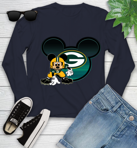 NFL Green Bay Packers Mickey Mouse Disney Football T Shirt Youth Long Sleeve 3