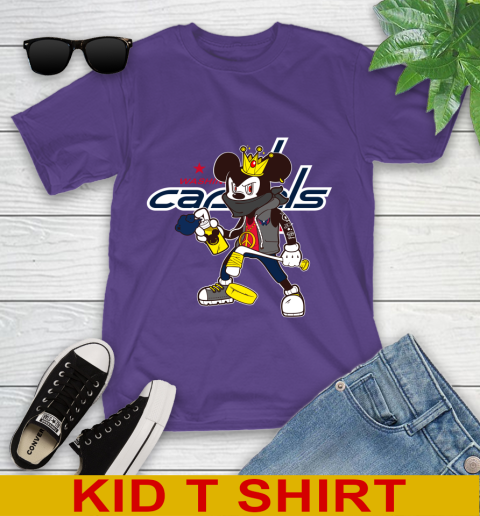 Washington Capitals NHL Hockey Mickey Peace Sign Sports Youth T-Shirt 4
