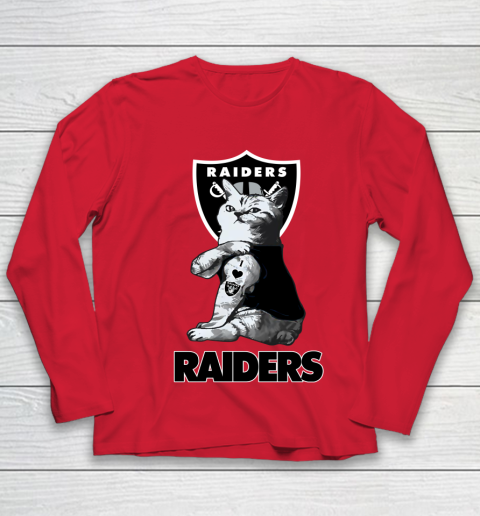 NFL Football My Cat Loves Oakland Raiders Youth Long Sleeve 8