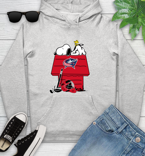 Columbus Blue Jackets NHL Hockey Snoopy Woodstock The Peanuts Movie Youth Hoodie