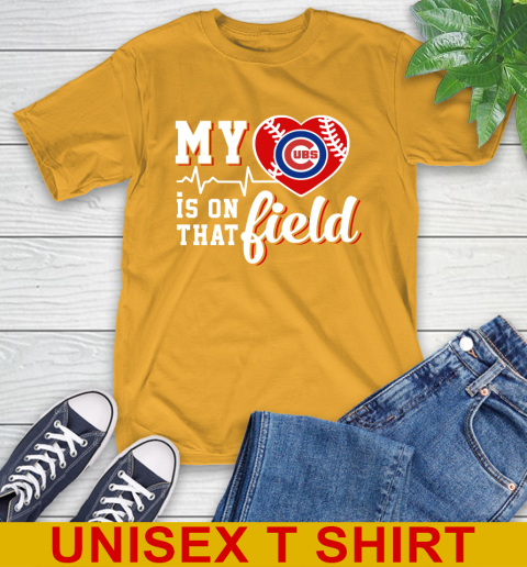 MLB My Heart Is On That Field Baseball Sports Chicago Cubs T-Shirt 2