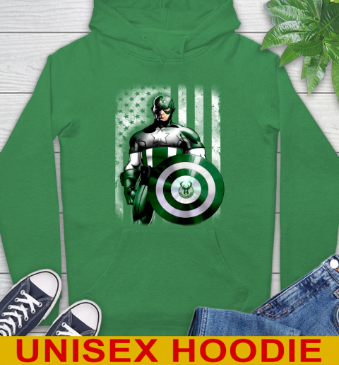 Milwaukee Bucks NBA Basketball Captain America Marvel Avengers American Flag Shirt Hoodie 8
