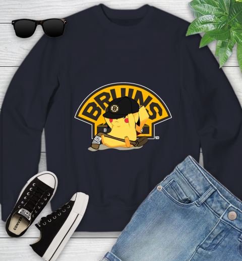 NHL Pikachu Hockey Sports Boston Bruins Youth Sweatshirt 3