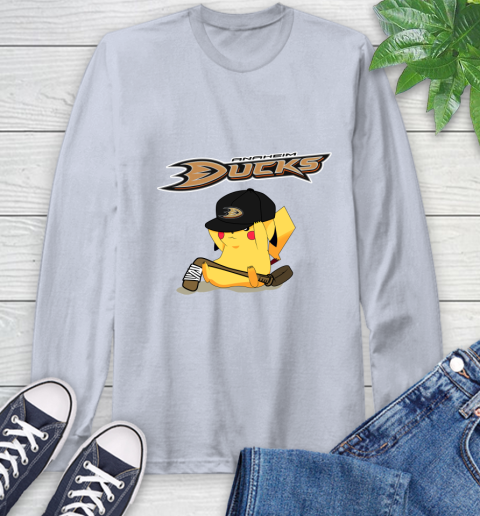 NHL Pikachu Hockey Sports Anaheim Ducks Long Sleeve T-Shirt 6