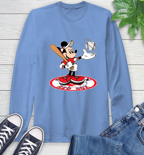 MLB Baseball Boston Red Sox Cheerful Mickey Disney Shirt Long Sleeve T-Shirt 12