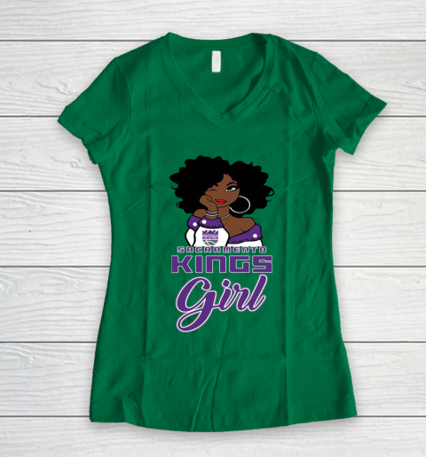 Sacramento Kings Girl NBA Women's V-Neck T-Shirt 5