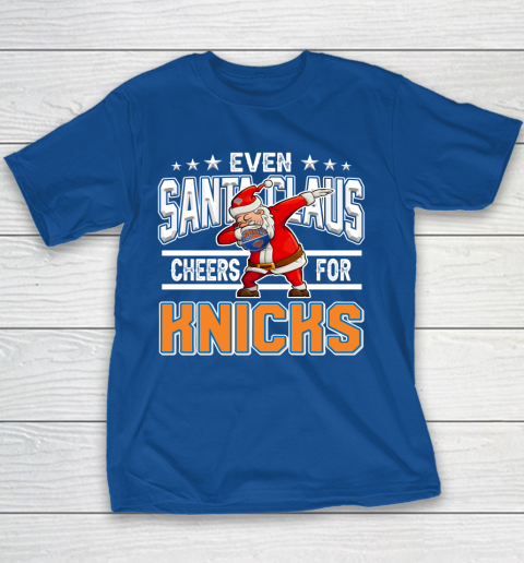 New York Knicks Even Santa Claus Cheers For Christmas NBA Youth T-Shirt 6