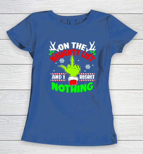 Funny On The List Of Naughty And I Regret Nothing Christmas Women's T-Shirt 6