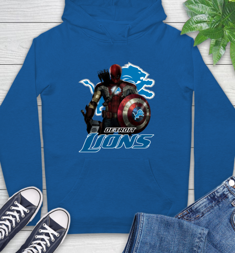 NFL Captain America Thor Spider Man Hawkeye Avengers Endgame Football Detroit Lions Hoodie 9
