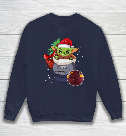 Miami Heat Christmas Baby Yoda Star Wars Funny Happy NBA Sweatshirt 3