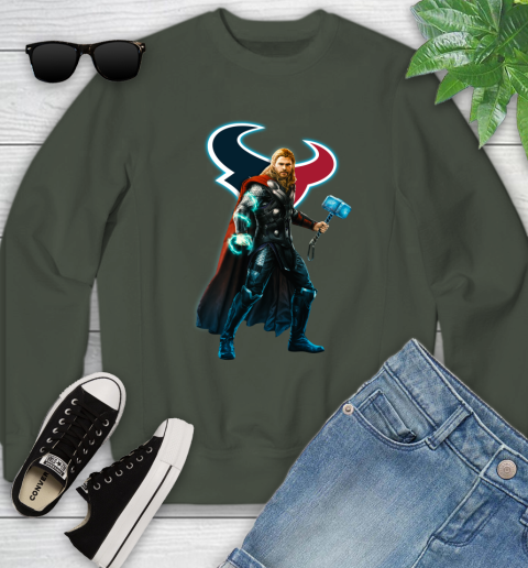 NFL Thor Avengers Endgame Football Houston Texans Youth Sweatshirt 10