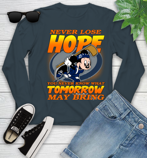 Tampa Bay Lightning NHL Hockey ootball Mickey Disney Never Lose Hope Youth Long Sleeve 9