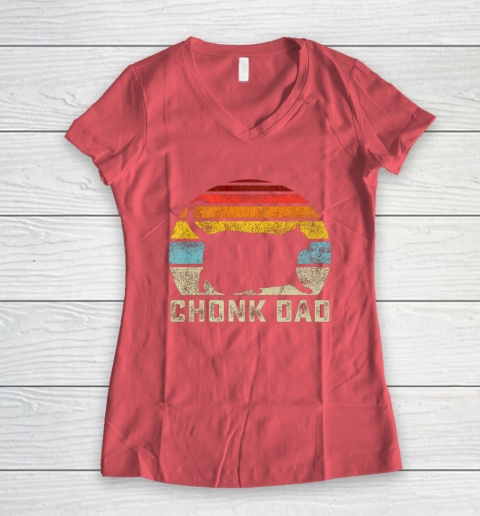 Chonk Cat Dad Scale Meme Funny Retro Style Daddy Cats Memes Women S V Neck T Shirt Tee For Sports