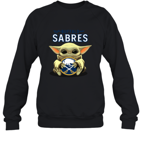 Baby Yoda Hugs The Buffalo Sabres Ice Hockey Sweatshirt
