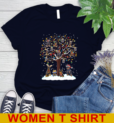 Doberman Pinscher dog pet lover light christmas tree shirt 86